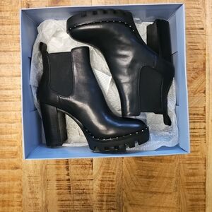 Black Genuine Leather Ankle Boots